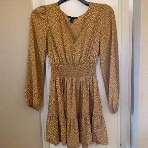 Gold with pink flowers dress Forever 21 M